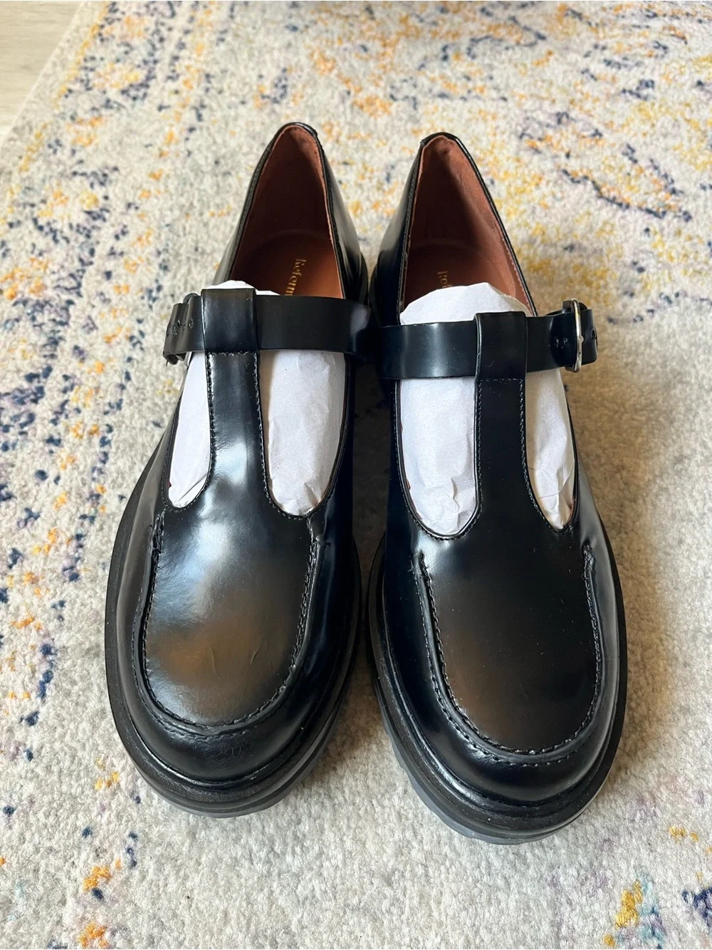 Reformation Black T-Strap Patent-Look Kids Dress Shoes
